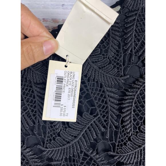 Maje Dress Size M E17 Rosane Guipure Lace & Crepe Maxi Open Back Evening Formal - Picture 6 of 10